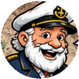 Smiling old ship captain